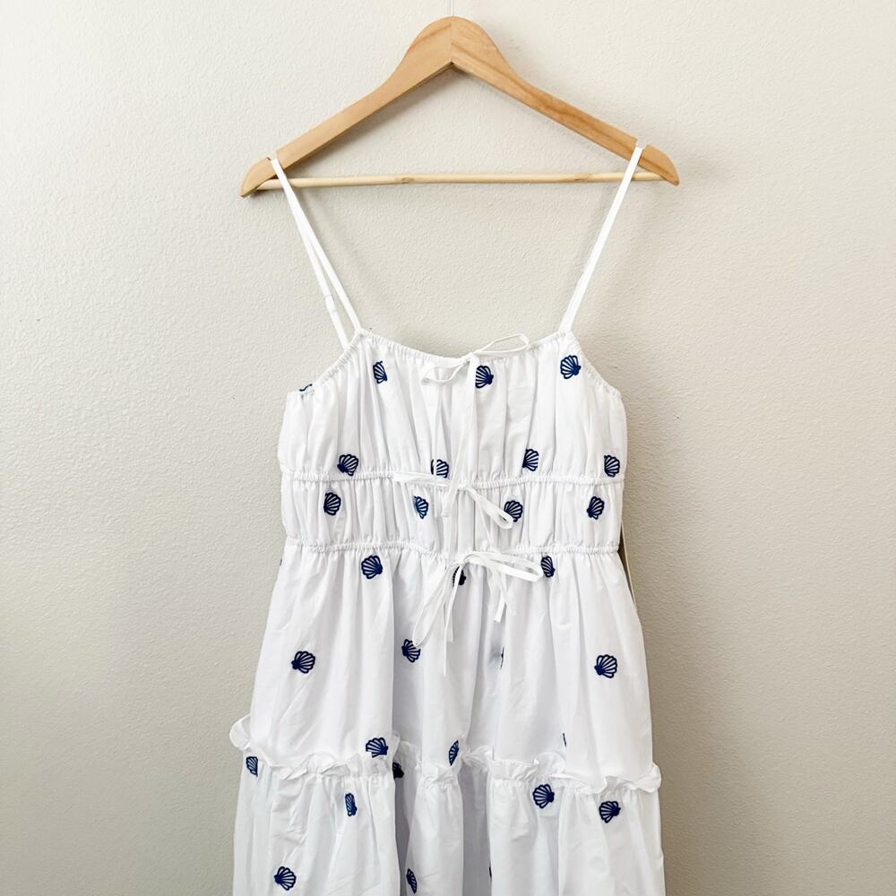 JOIE x ANTHROPOLOGIE | Cotton Blue Seashell White  Dress Embroidered NWT | XL - Picture 3 of 10